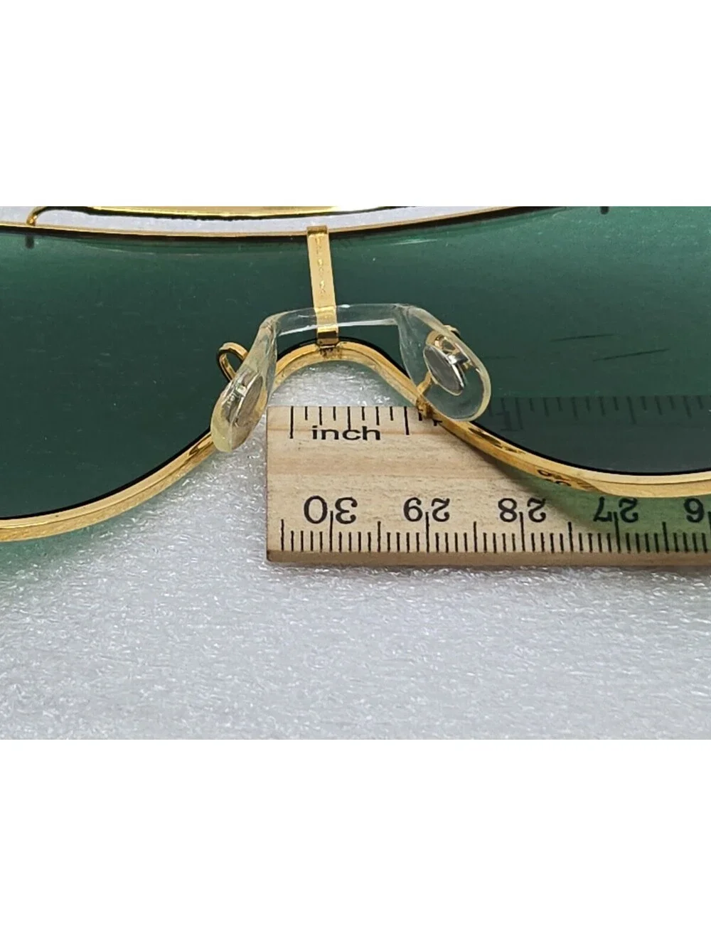 1980s Bausch & Lomb Ray-Ban Wings Sunglasses Gold Frame Green G15 Shield Lens